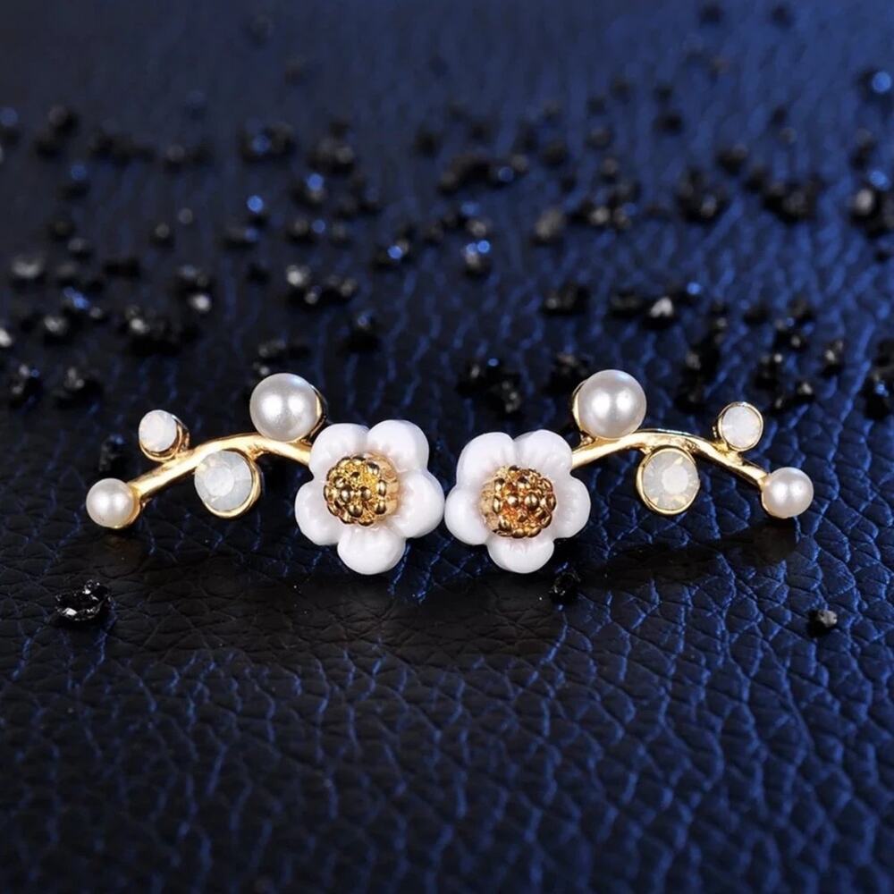Jacinta Cherry Blossom Half Moon Dainty Earrings